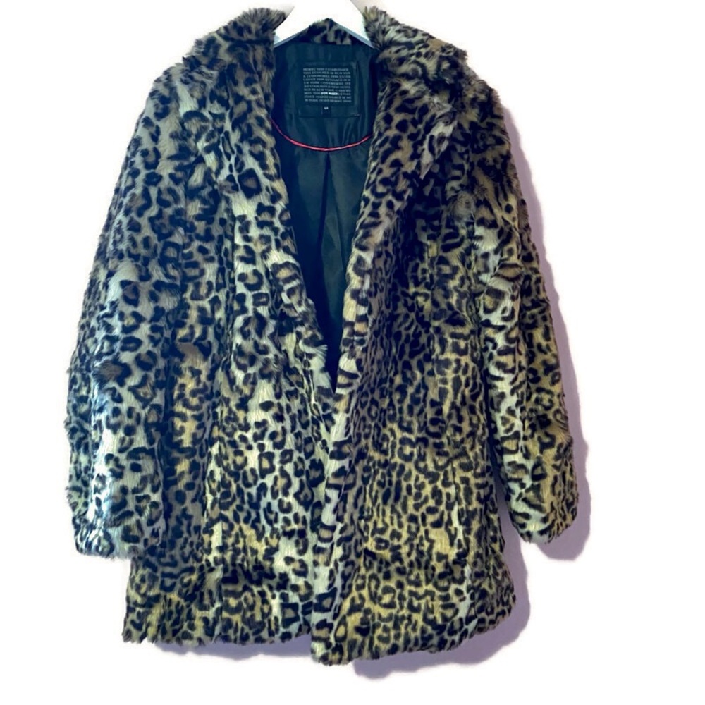 steve madden leopard faux fur coat